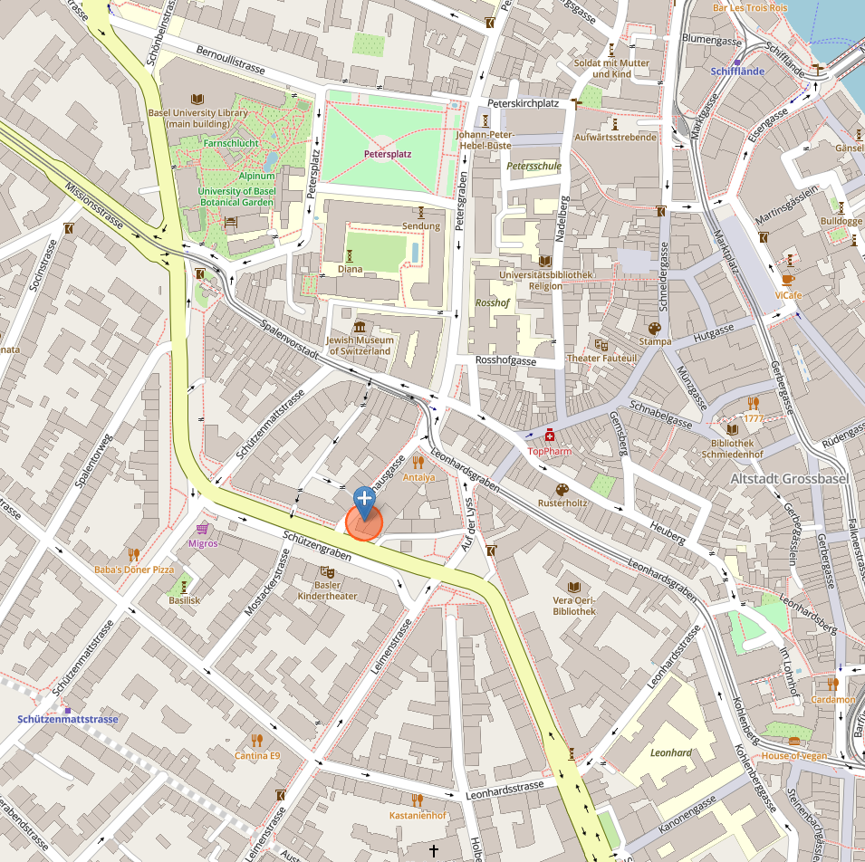 Map of the DaSCH office at Kornhausgasse 7, Basel