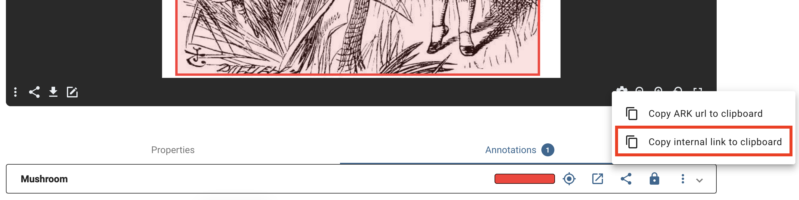 Copy the internal link of an annotation.