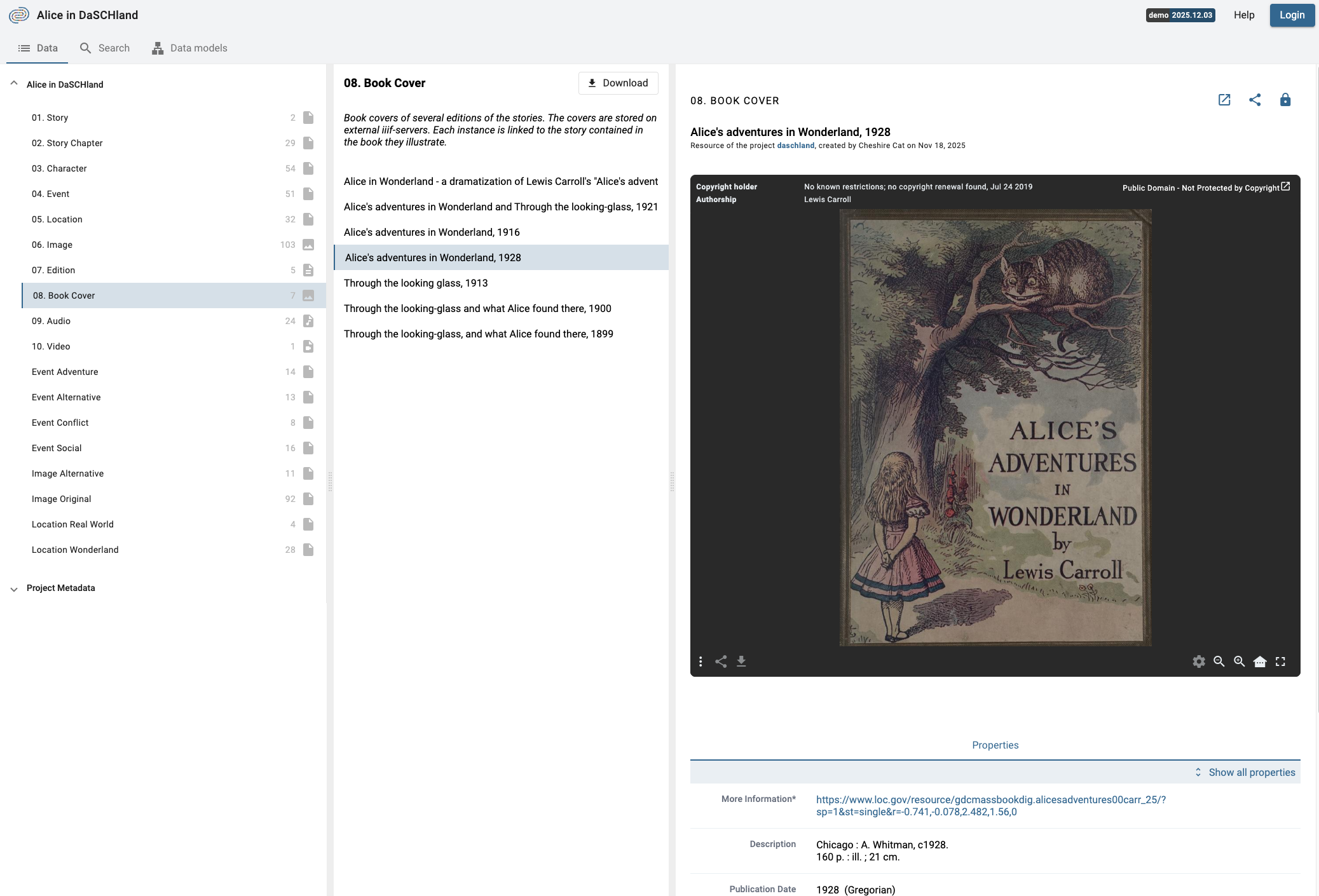 Single resource view with image viewer.